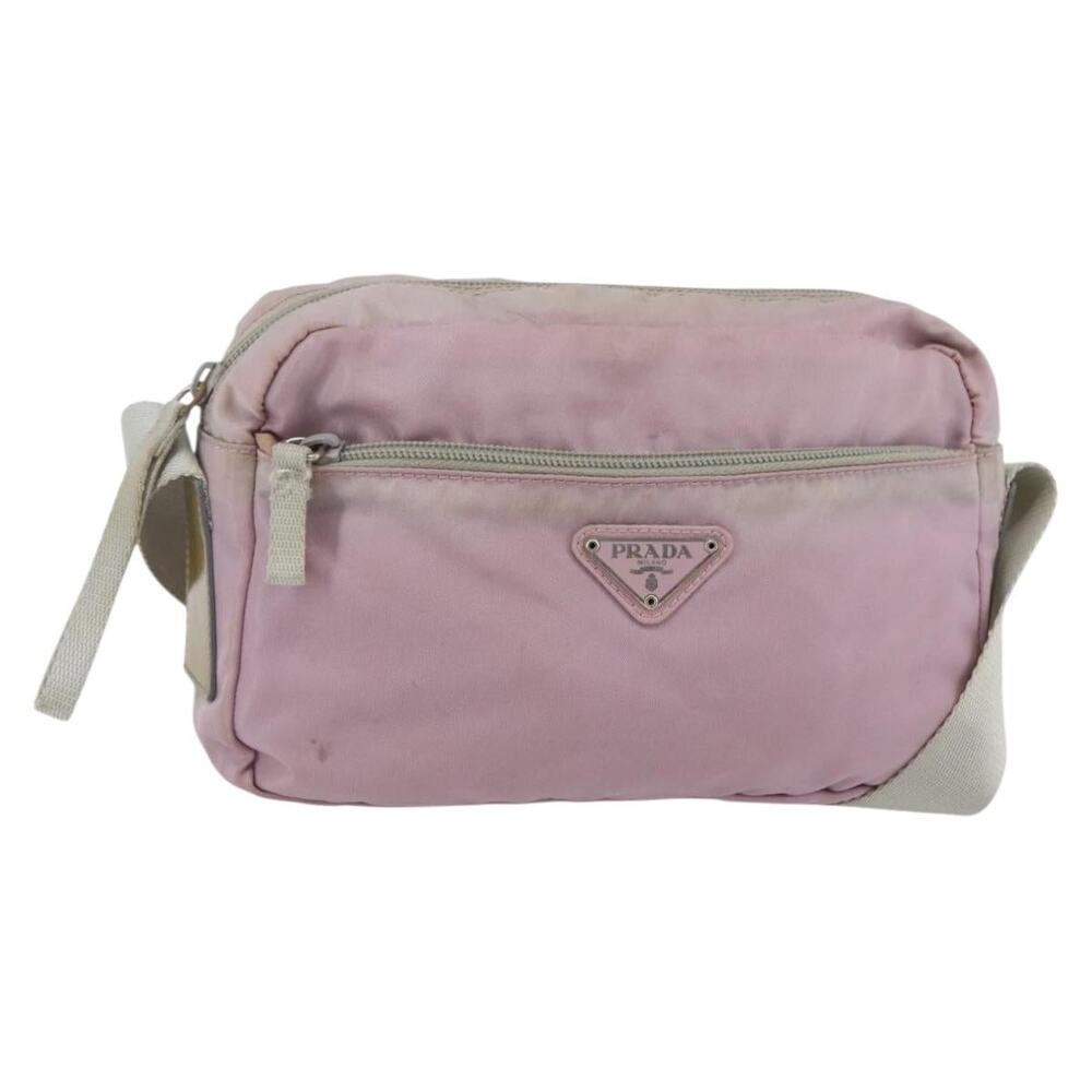 PRADA Shoulder Bag Nylon Pink Silver